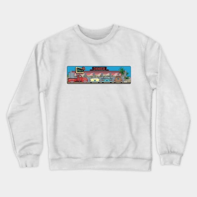 V8 Diner Illustration Crewneck Sweatshirt by candcretro
